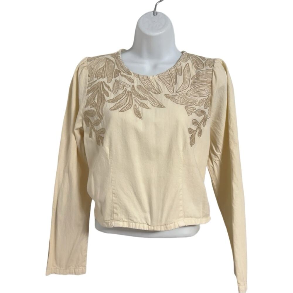Broadway 38 Cropped Blouse Fairycore Cottagecore Coquette Boho Prairie Cream S